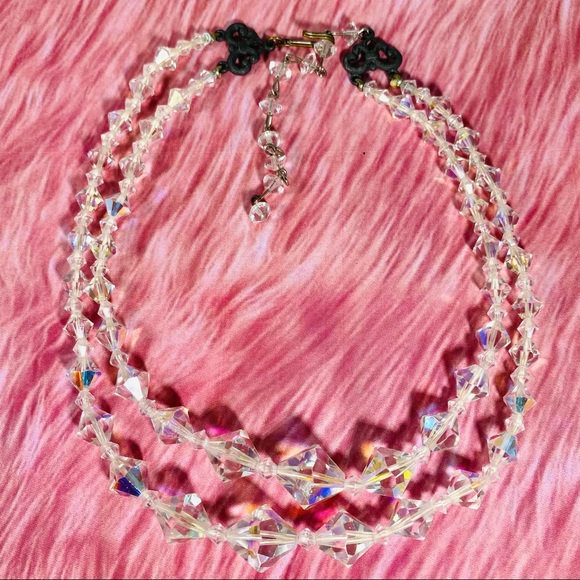 Stunning vintage Austrian Aurora Borealis 2 strand choker necklace - Picture 3 of 5